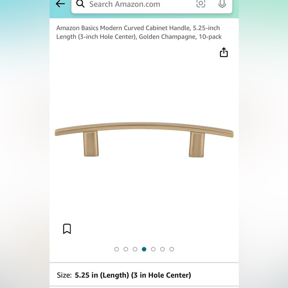 Amazon Basic Curved Modern Cabinet Handle- 5.25” length, 3” hole center- NWT! - Picture 8 of 10